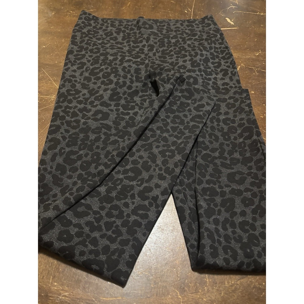 Loft Women's Grey Black Leopard Print Leggings Size Small Tall ST Stretch Waist